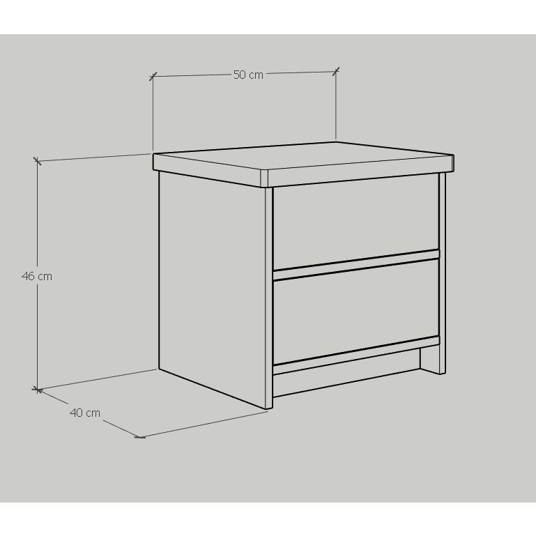 HAPPY FURNITURE , Táp đầu giường 2 ngăn kéo - NOMIA , THK_069 , 50cm x 40cm x 46cm