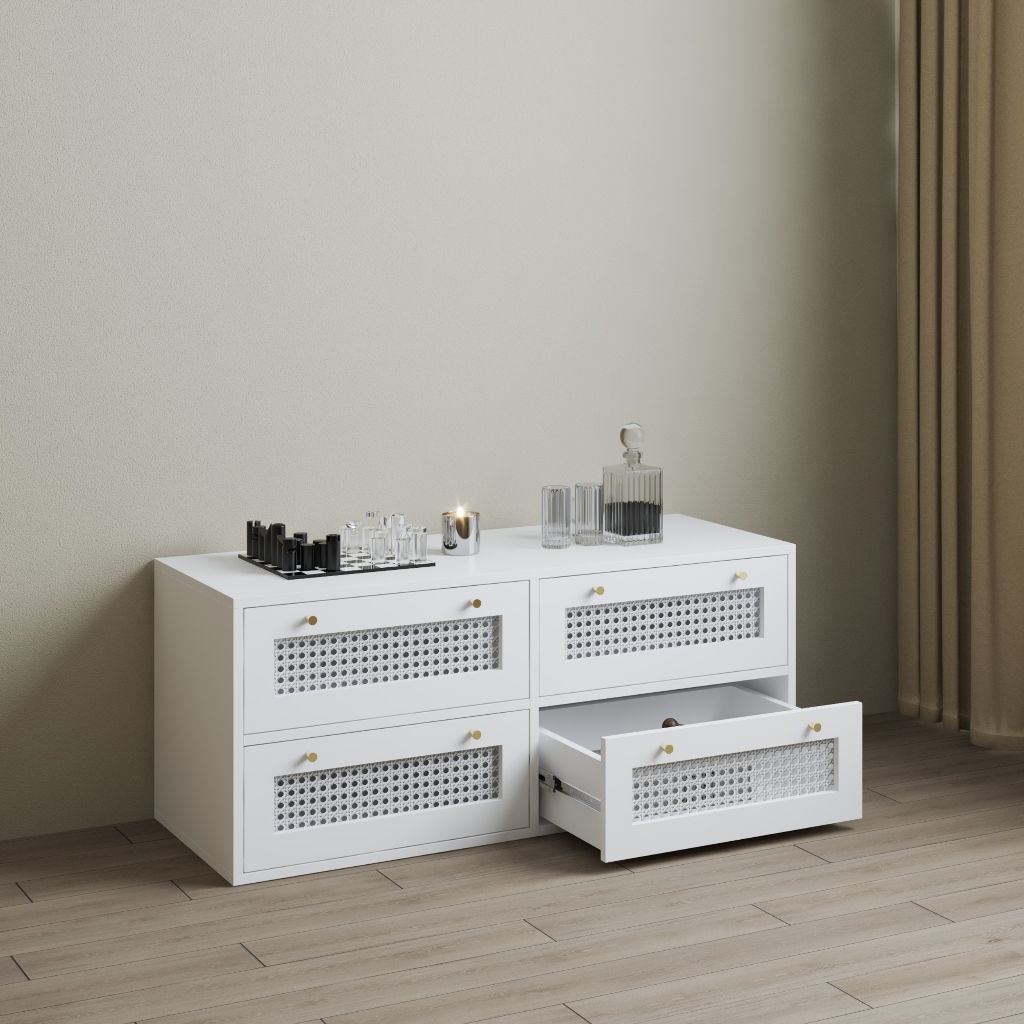 HAPPY FURNITURE , Tủ lưu trữ 4 ngăn kéo - MAY , THK_306 , 110cm x 45cm x 47cm DxRxC