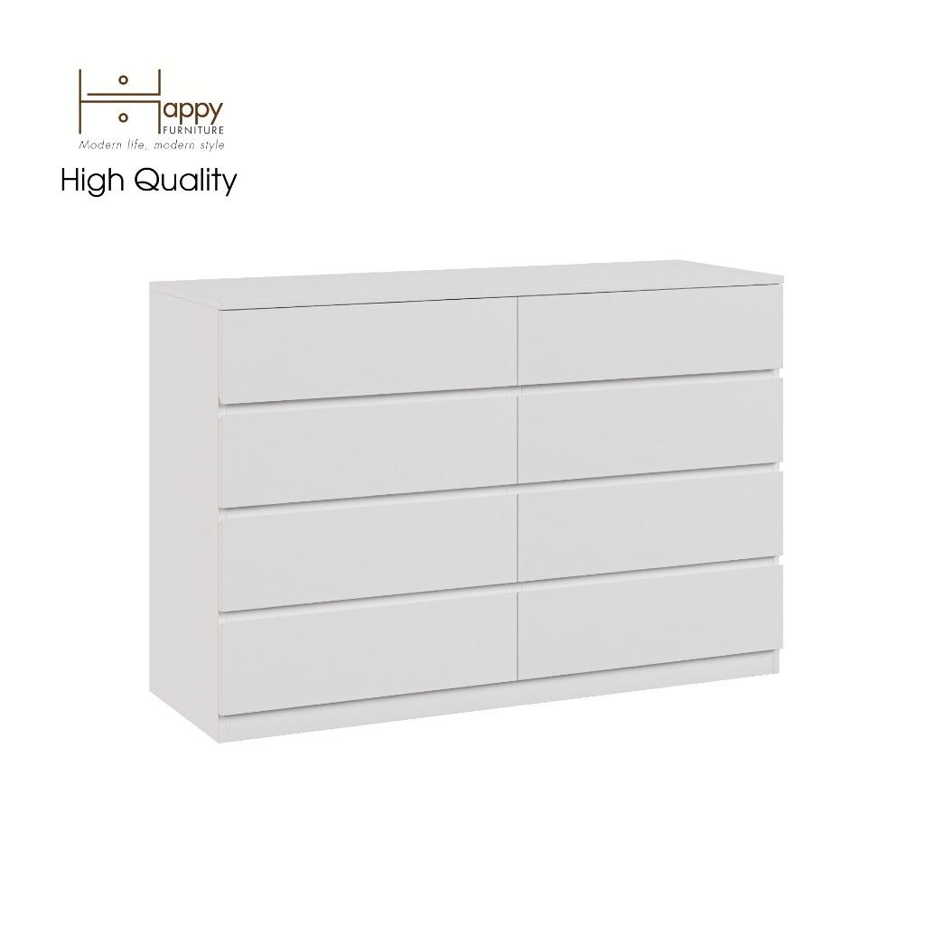HAPPY FURNITURE , Tủ lưu trữ 8 ngăn kéo - OLA , THK_086 , 128cm x 45cm x 86cm