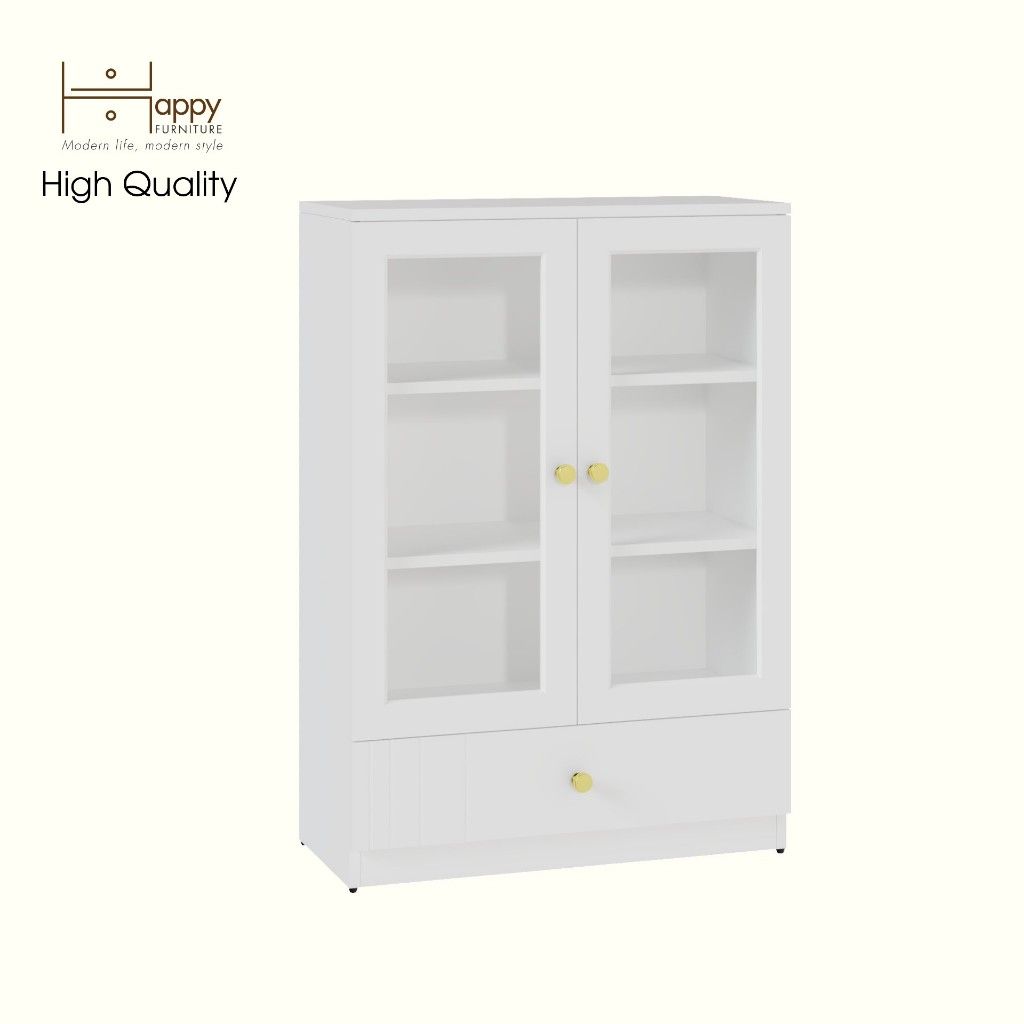 HAPPY FURNITURE , Tủ lưu trữ cửa kính 1 ngăn kéo - JOVIE , TCM_162 , 70cm x 32cm x 100cm