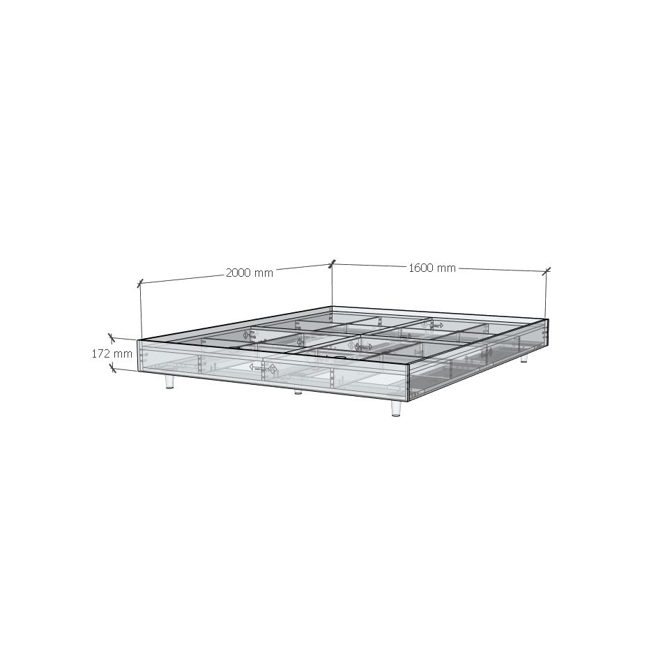 HAPPY FURNITURE , Gỗ tự nhiên , Giường ngủ chân gỗ - FARAH, GNG_178 GNG_179 GNG_180 GNG_181 , 204x27cm