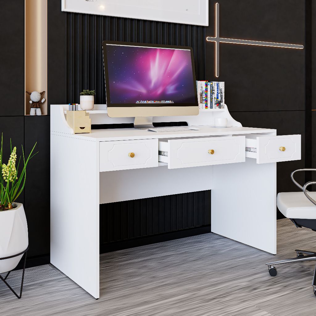 HAPPY FURNITURE , Bàn làm việc 3 ngăn kéo - NERIS , BAN_075 , 120cm x 59cm x 90cm