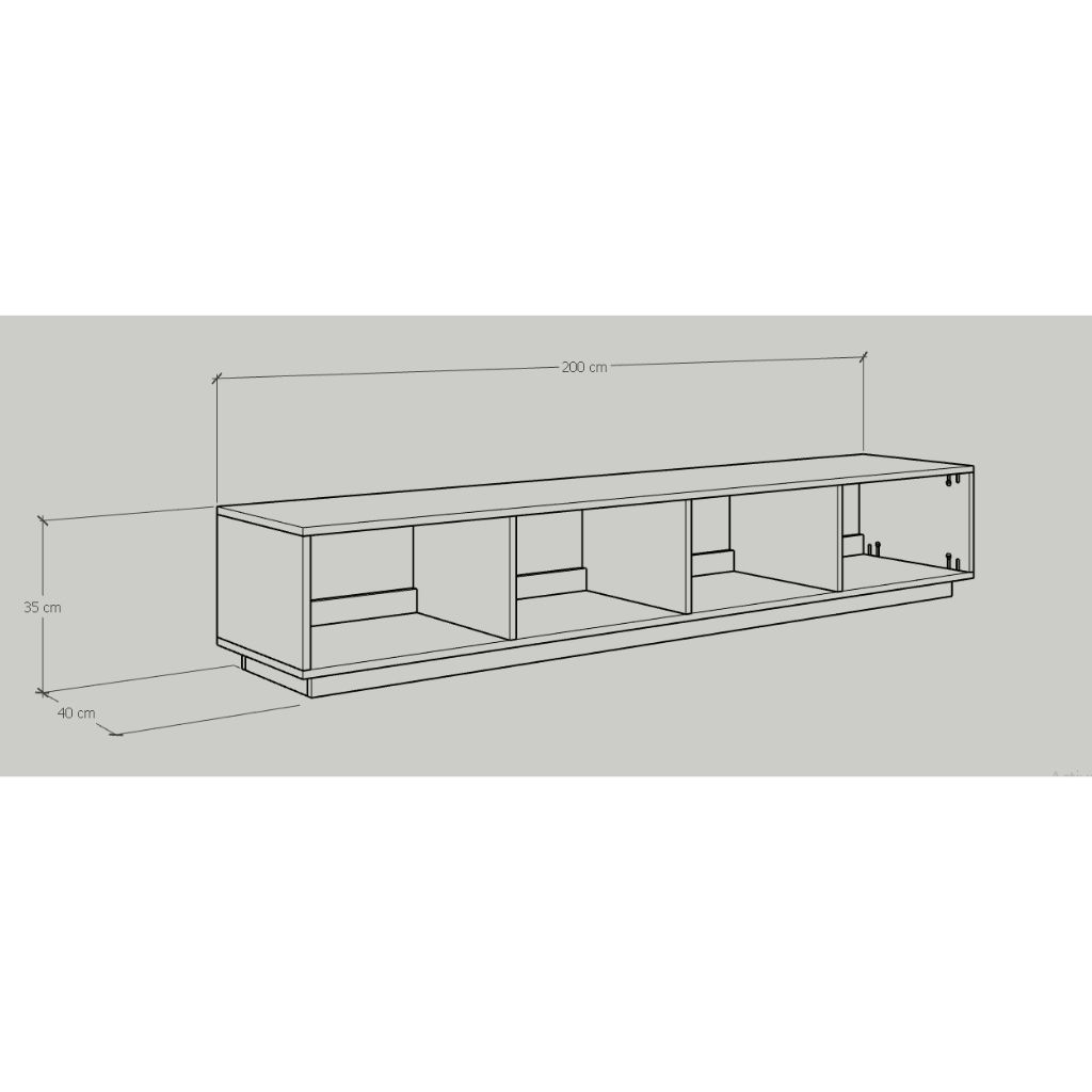 HAPPY FURNITURE , Kệ TIVI 4 ngăn - ZANE , KTV_020 , 200cm x 40cm x 35cm