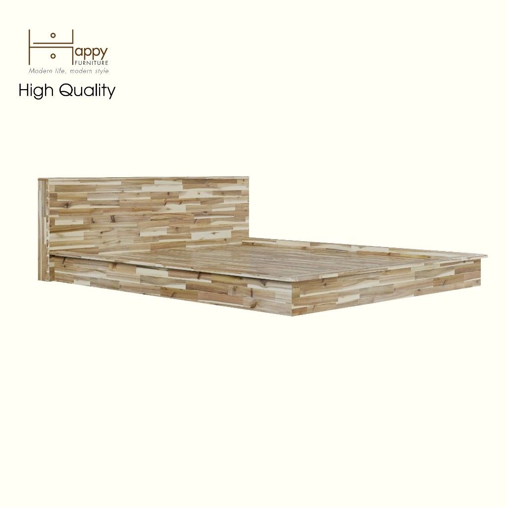 HAPPY FURNITURE , Gỗ tự nhiên , Giường ngủ bệt - YANNA , GNG_182 GNG_183 GNG_184 GNG_185 , 220cm x 19cm