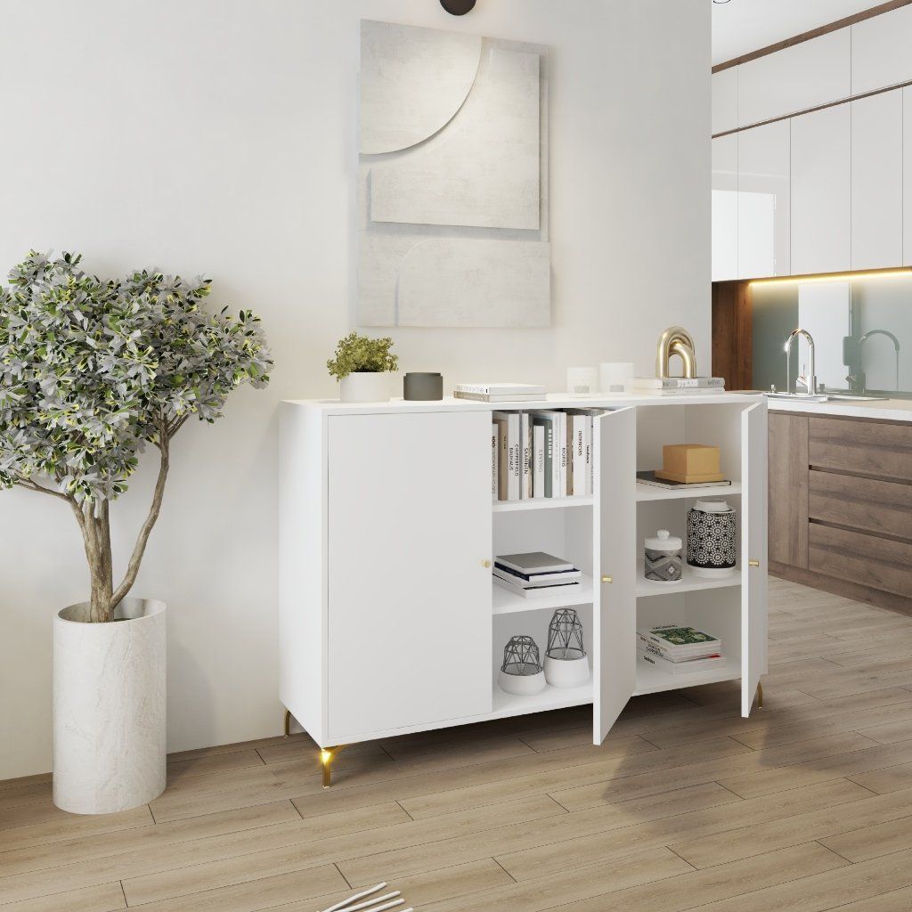 HAPPY FURNITURE , Tủ lưu trữ 3 cửa mở - HAPPI, TLT_052 , 140cm x 40cm x 96cm DxRxC