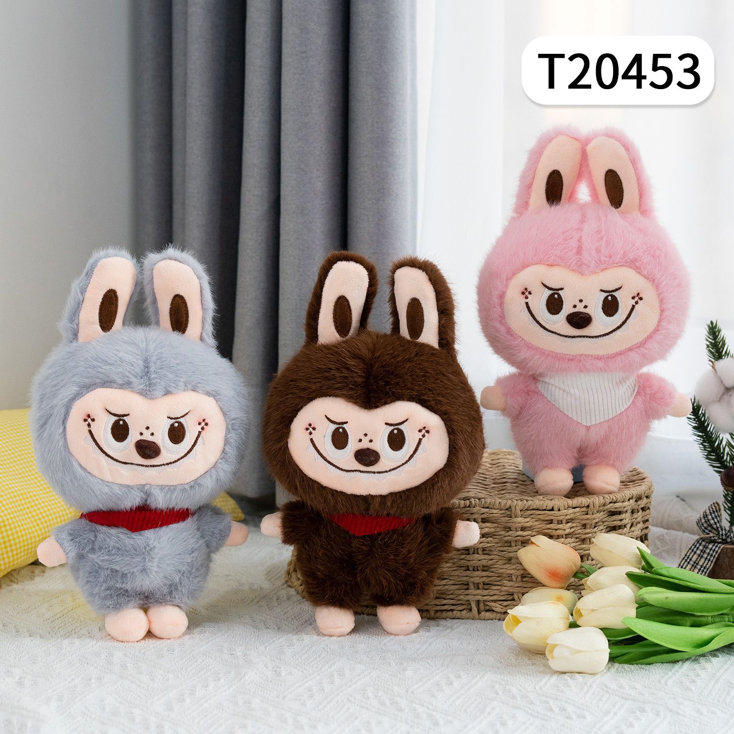 Thú bông 30cm Labubu đeo khăn quàng -T20453