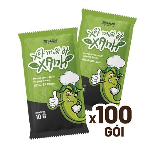 Xốt muối ớt xanh đóng gói Sasin 10g siêu tiện lợi (01 túi gồm 100 gói)