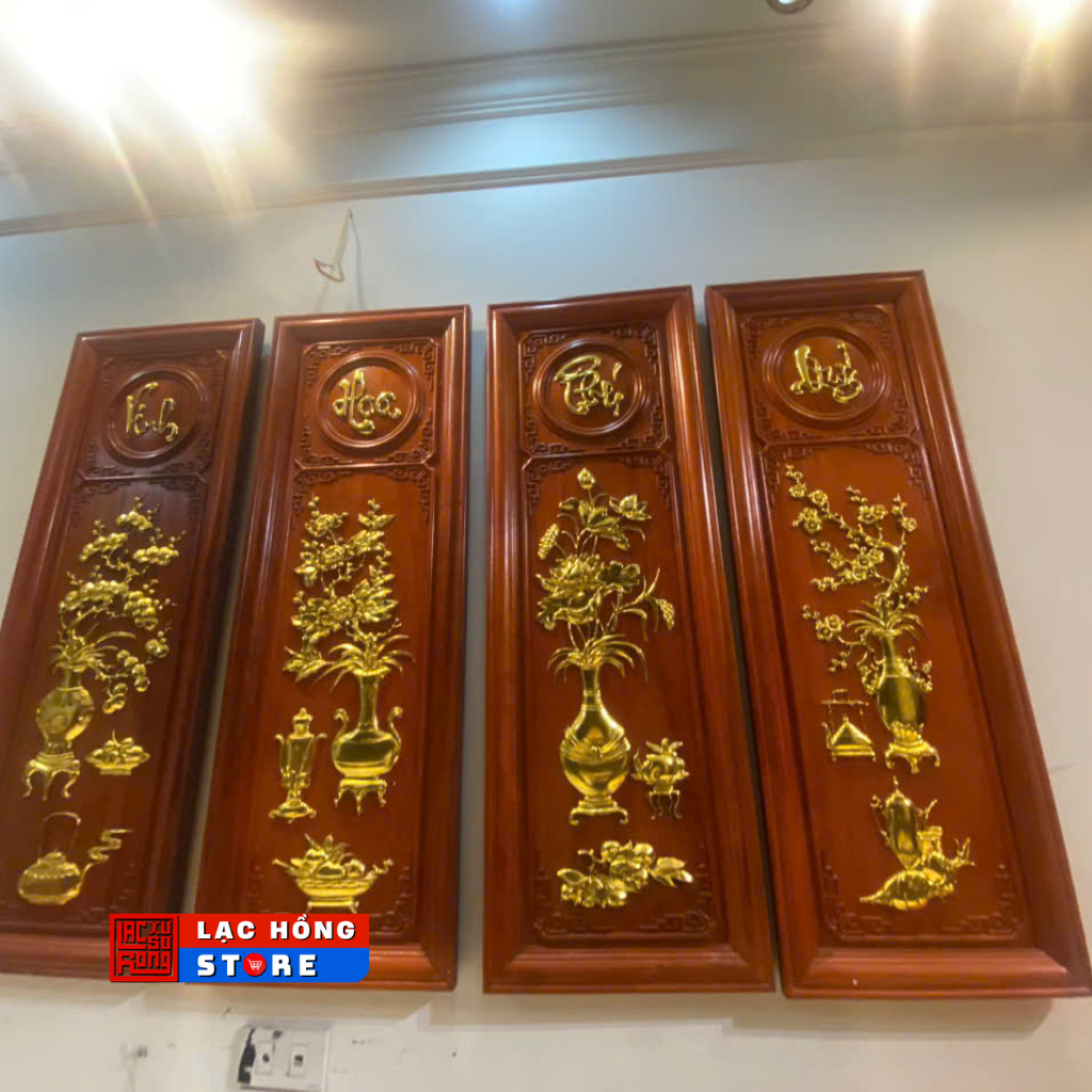 bộ tranh tứ quý gỗ hương LHWOVN-0014