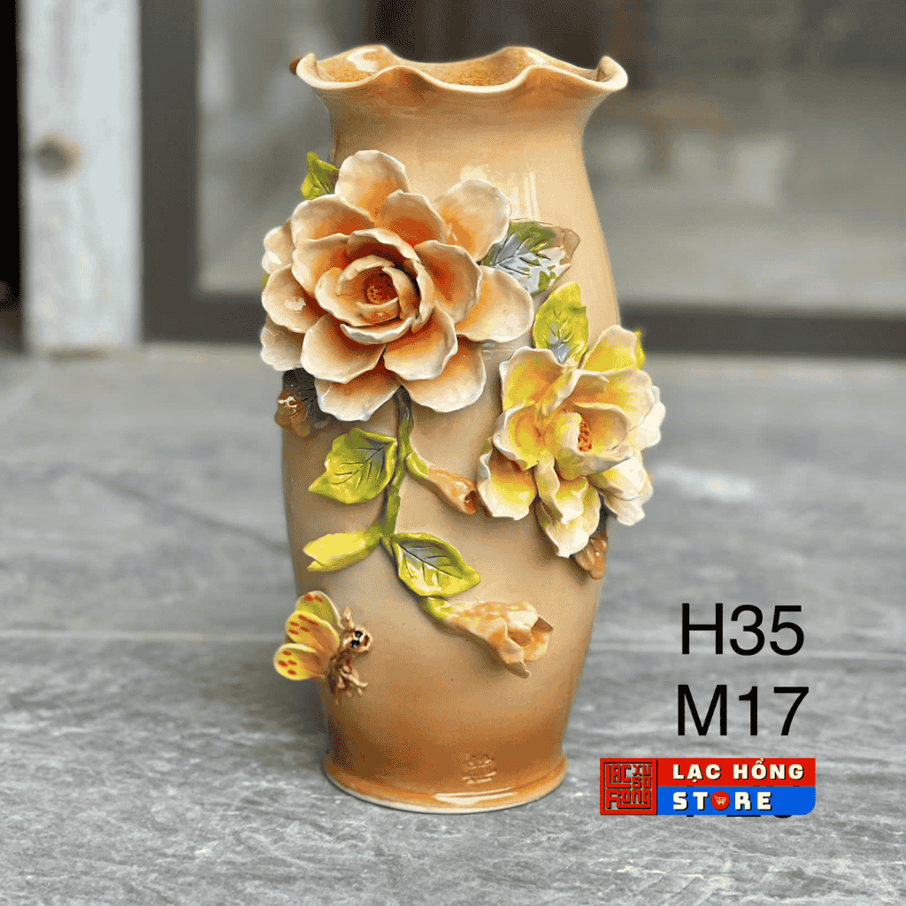 Bình vuốt đắp gốm sứ cao cấp LHCEVN-0496