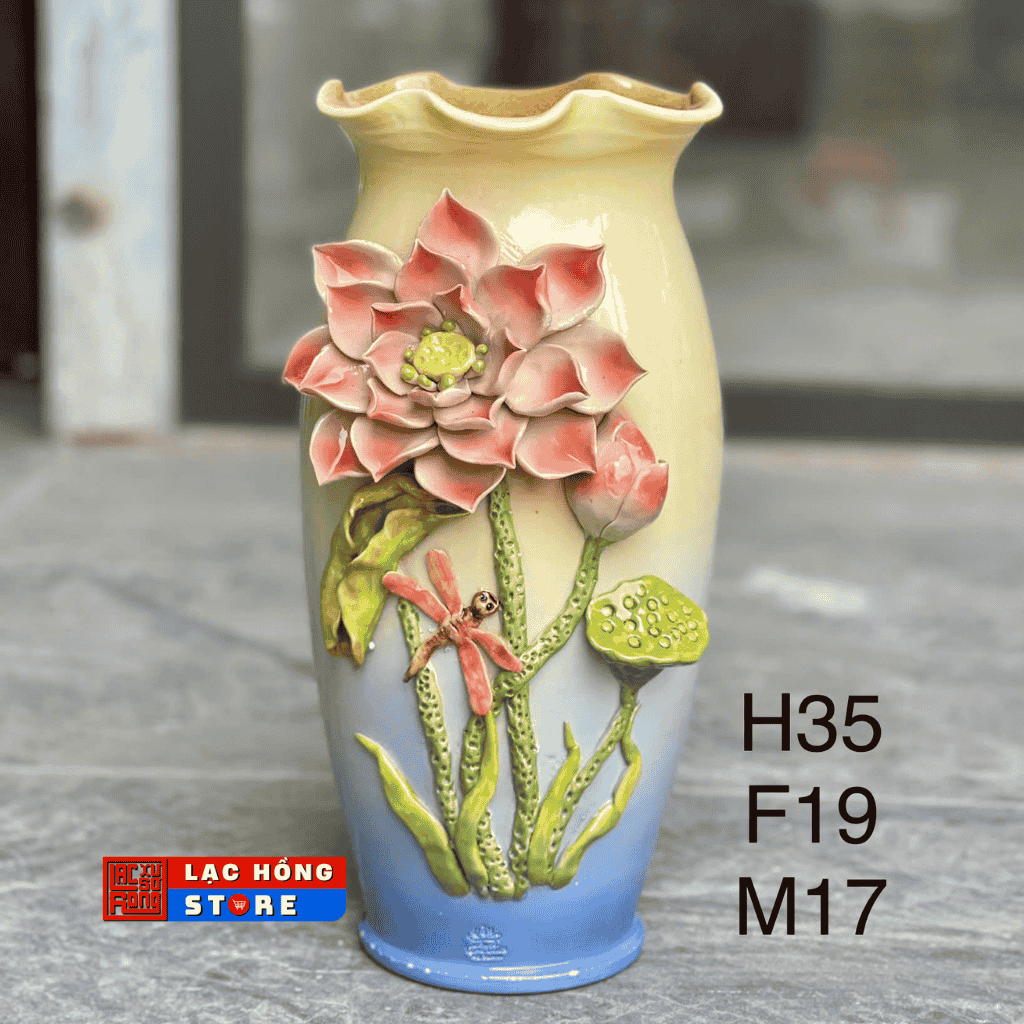 Bình vuốt đắp gốm sứ cao cấp LHCEVN-0494