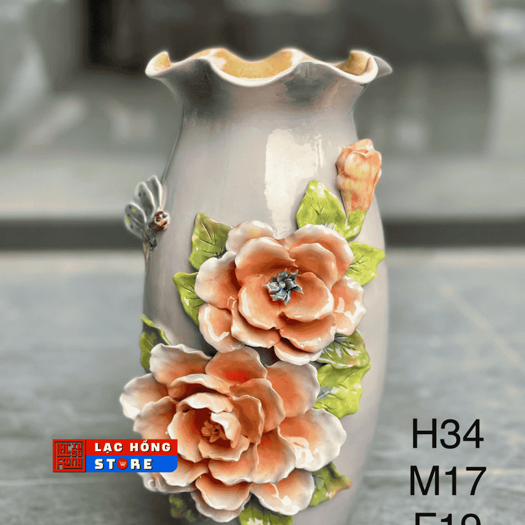 Bình vuốt đắp gốm sứ cao cấp LHCEVN-0491