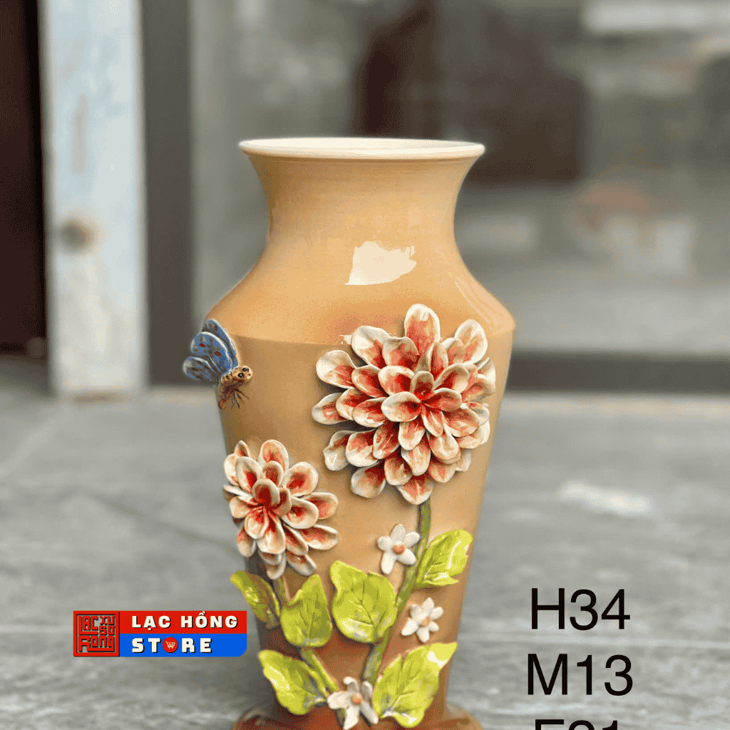 Bình vuốt đắp gốm sứ cao cấp LHCEVN-0490