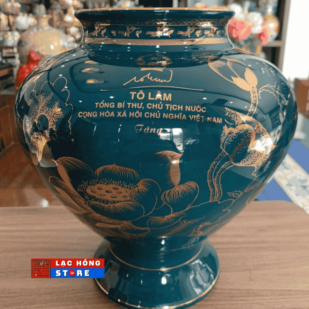 Bình gốm in quốc huy Việt Nam LHCEVN-0523