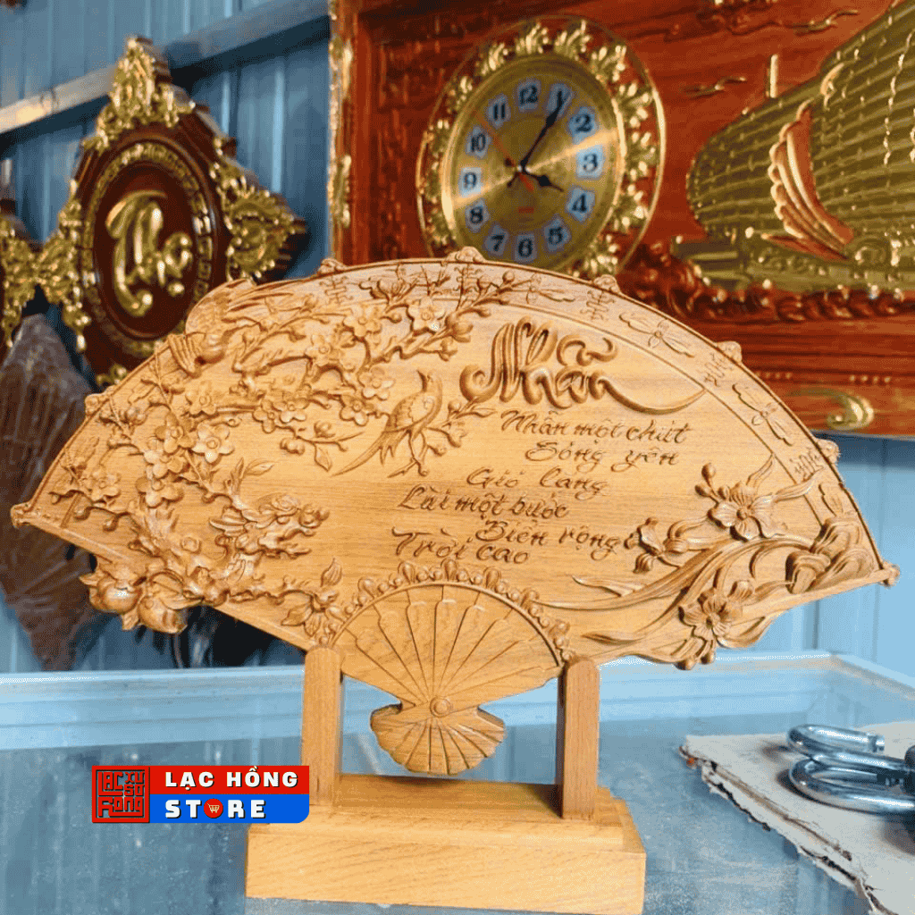 Quạt tranh gỗ trang trí LHWOVN-0016