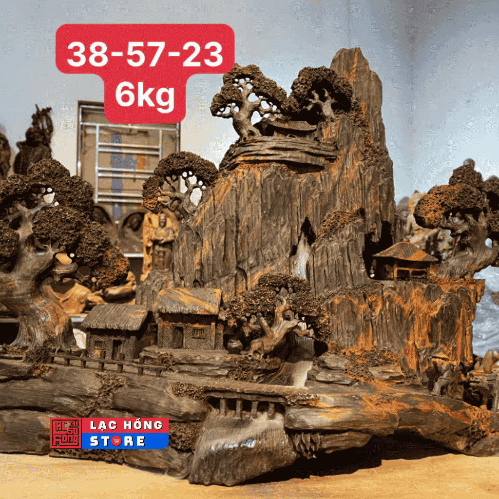 Tiểu cảnh gỗ trắc đen đỏ LHWOVN-0017