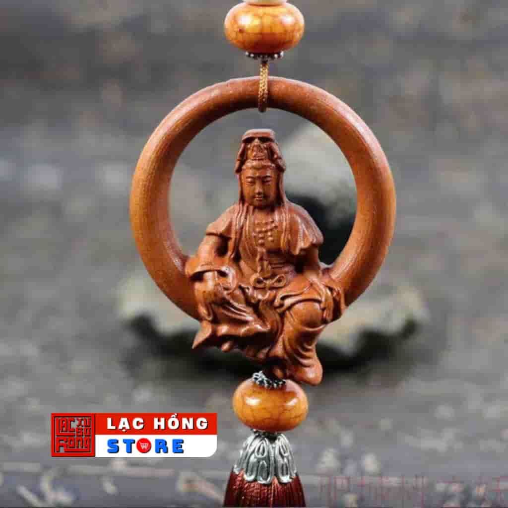 Mặt dây chuyền ô tô bằng gỗ gụ cao cấp LHWOVN-9015