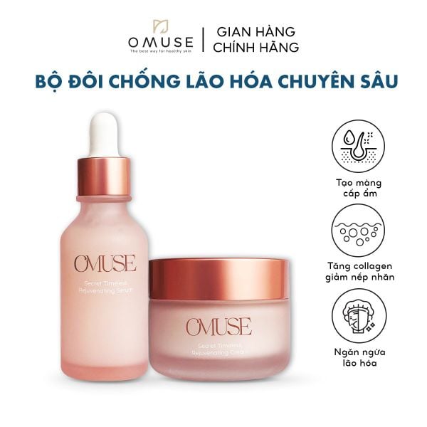 Bộ đôi chống lão hóa chuyên sâu dành cho da khô Cream 50ml & Serum 30ml OMUSE Secret Timeless