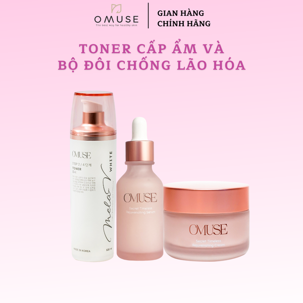 Bộ đôi chống lão hóa chuyên sâu dành cho da khô Cream 50ml & Serum 30ml OMUSE Secret Timeless