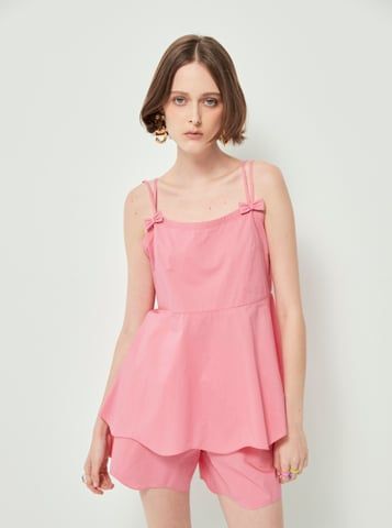 Áo hai đây đôi có nơ xinh xắn màu hồng