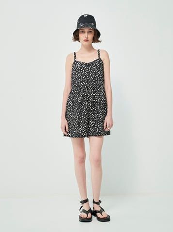 Jumpsuit Hai Dây Họa Tiết Chấm Bi