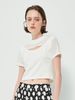 Áo croptop khoét ngực vải lưới màu trắng