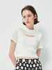Áo croptop khoét ngực vải lưới màu trắng