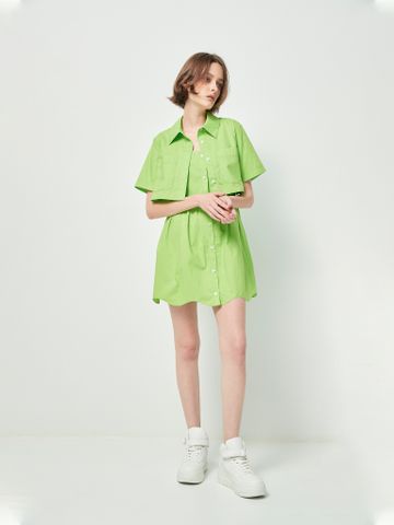 Váy hai dây có nút màu lục