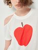 Áo thun crop màu trắng in hình quả táo lớn có đính hạt