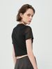 Áo croptop khoét ngực vải lưới màu đen