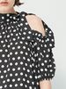 Áo màu đen chấm bi khoét vai nhún bèo