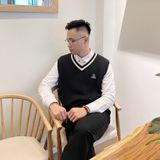 Áo gile len nam DATAMAN cao cấp, form rộng, unisex, thêu logo ở ngực, chất liệu len len lông cừu, style Hàn Quốc - DT51