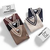 Áo gile len nam DATAMAN cao cấp, unisex, thêu logo ở ngực, chất len mohair cào xù, style Hàn Quốc - DT22-30