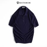 Áo POLO nam ngắn tay dệt kim DATAMAN, họa tiết xương cá, vải cotton chải kĩ mềm mịn, không bai xù