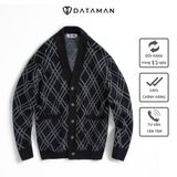 Áo CARDIGAN Unisex DATAMAN dáng rộng họa tiết kẻ chéo, 2 túi, chất len Acrylic giả cashmere mềm mại - DT22-21