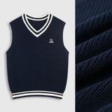Áo gile len nam DATAMAN cao cấp, form rộng, unisex, thêu logo ở ngực, chất liệu len len lông cừu, style Hàn Quốc - DT51