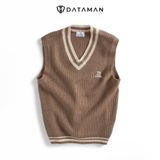 Áo gile len nam DATAMAN cao cấp, unisex, thêu logo ở ngực, chất len mohair cào xù, style Hàn Quốc - DT22-30