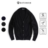 Áo len CARDIGAN nam mỏng DATAMAN, mở khuy, cổ chữ V, đáp da lộn khuỷu tay, chất cotton mềm mịn - DT22-03