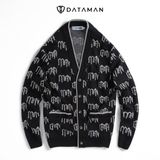 Áo CARDIGAN nam có túi, form rộng họa tiết monogram DATAMAN, chất liệu len lông cừu - DT22-23