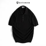Áo POLO nam ngắn tay dệt kim DATAMAN, họa tiết xương cá, vải cotton chải kĩ mềm mịn, không bai xù