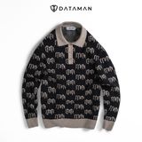 Áo POLO nam monogram cổ bẻ dài tay dệt kim DATAMAN chất liệu visco mềm mại - DT22-29