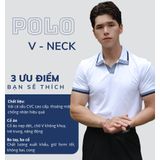 Áo Polo nam DATAMAN ngắn tay, cổ chữ V, vải cá sấu thoáng mát - PLV2307
