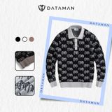 Áo POLO nam monogram cổ bẻ dài tay dệt kim DATAMAN chất liệu visco mềm mại - DT22-29