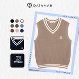 Áo gile len nam DATAMAN cao cấp, form rộng, unisex, thêu logo ở ngực, chất liệu len len lông cừu, style Hàn Quốc - DT51