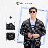 Áo CARDIGAN nam có túi, form rộng họa tiết monogram DATAMAN, chất liệu len lông cừu - DT22-23
