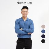 Áo Polo nam dài tay DATAMAN dệt kim, phong cách Hàn Quốc vải cotton chải kĩ mềm mịn, không bai xù, bo tay bo gấu - DT28