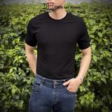 Áo thun cotton cổ tròn nam DATAMAN, chất liệu cotton đũa co giãn, thấm hút mồ hôi, tay raglan trẻ trung - ATCT22-01-Đen