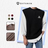 Áo gile len nam DATAMAN cao cấp, cổ tròn unisex, thêu logo ở ngực, chất liệu len Cashmere, style Hàn Quốc - GILEDT22-10