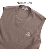 Áo gile len nam DATAMAN cao cấp, cổ tròn unisex, thêu logo ở ngực, chất liệu len Cashmere, style Hàn Quốc - GILEDT22-10