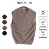Áo gile len nam DATAMAN cao cấp, cổ tròn unisex, thêu logo ở ngực, chất liệu len Cashmere, style Hàn Quốc - GILEDT22-10