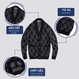 Áo CARDIGAN Unisex DATAMAN dáng rộng họa tiết kẻ chéo, 2 túi, chất len Acrylic giả cashmere mềm mại - DT22-21